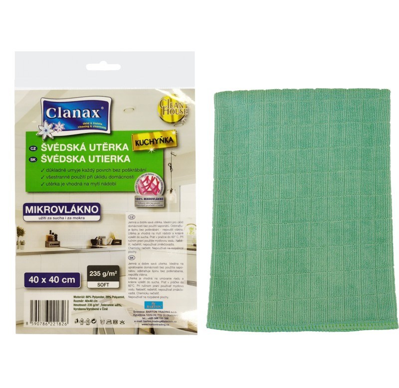 Utěrka švédská kuchyňka 40 x 40 cm 235 g zelená Utěrka švédská kuchyňka 40 x 40 cm 235 g zelená - Pomůcky ochranné a úklidové Pomůcky úklidové Hadry, utěrky, houbičky