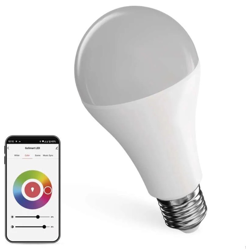 Žárovka chytrá LED ZQW516R GoSmart A65 14 W (94 W) 1400 lm E27 WIFI RGBCCT stmívatelná - Vybavení pro dům a domácnost Svítilny, žárovky, elektrické přísl.