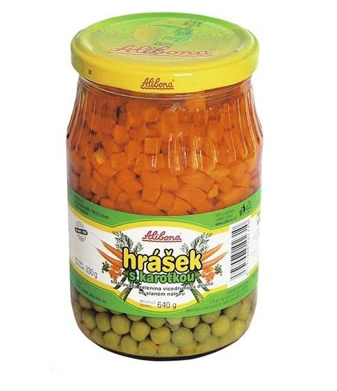 Hrášek sterilovaný s karotkou 640 g - Delikatesy, dárky Ostatní delikatesy
