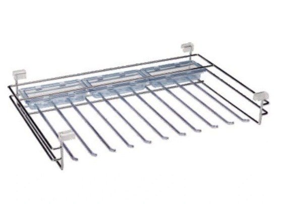 Věšák na kalhoty 9 ramen, 2 plastové misky, 585 x 427 x 110 mm, chrom, č. 2005030001 - Vybavení pro dům a domácnost Věšáky, háčky