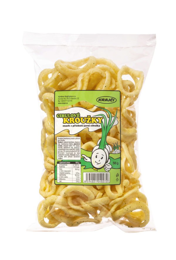 Kroužky cibulové s příchutí jarní cibulky 45 g - Delikatesy Slané delikatesy