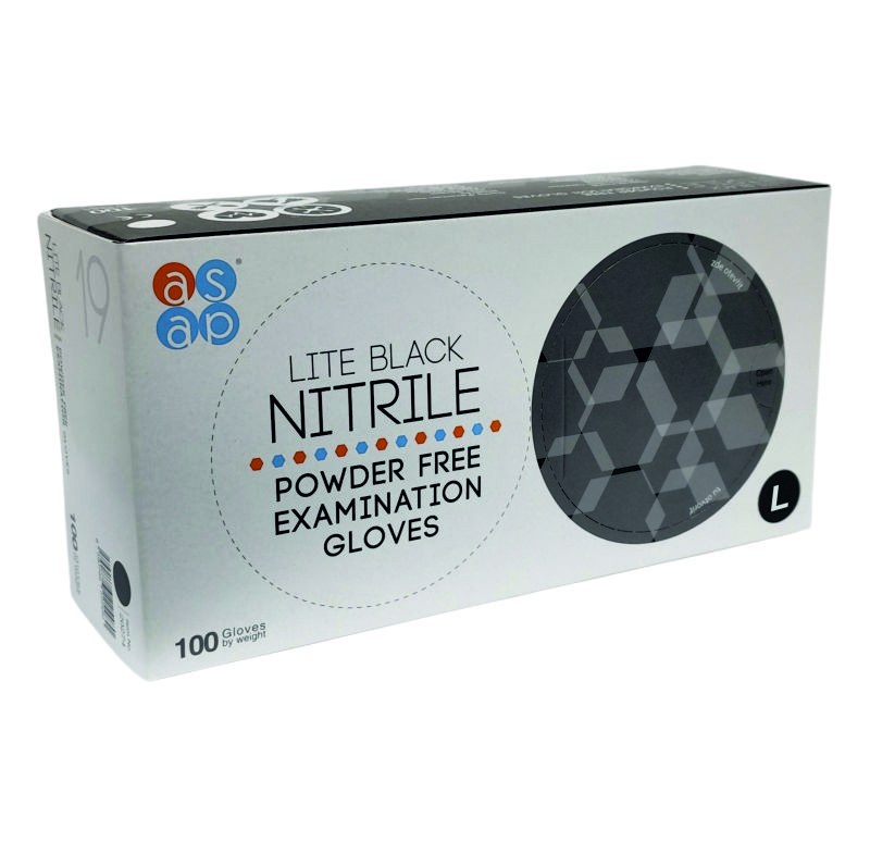 Rukavice jednorázové Asap NITRIL - "L" černé (balení 100 ks)