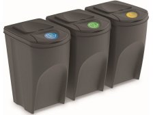 Koš odpadkový Sortibox na tříděný odpad 3 x 35 l šedý kámen