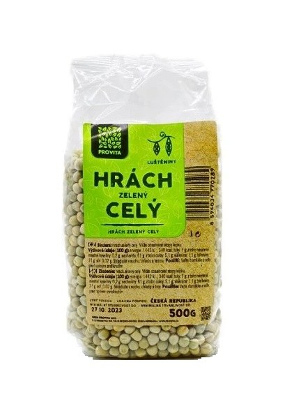 Hrách zelený, celý 500 g, PROVITA - Trvanlivé potraviny