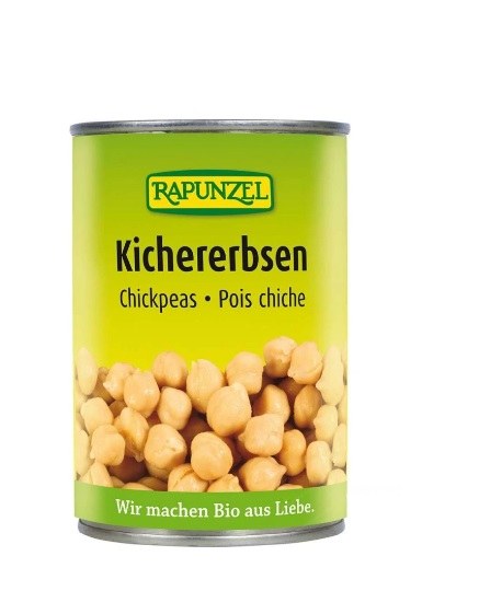 Cizrna sterilovaná ve slaném nálevu 400 g BIO RAPUNZEL plechovka - Trvanlivé potraviny