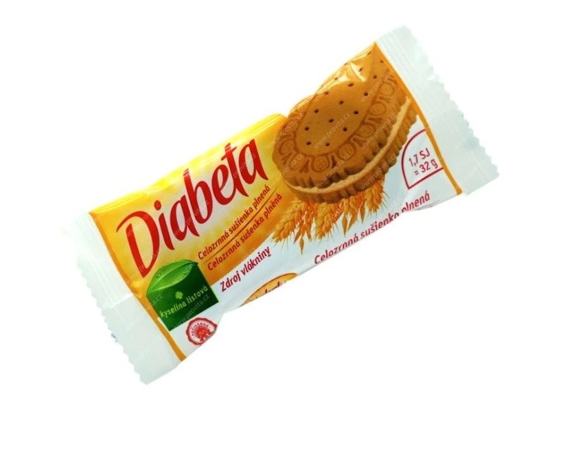 Sušenky celozrnné čekanka s fruktózou 32 g Diabeta - Delikatesy Čokolády, bonbony, sladkosti