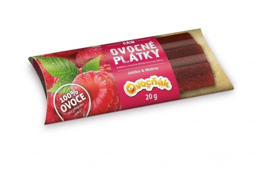 Plátky ovocné jablko - malina Raw 20 g OVOCŃÁK Plátky ovocné jablko - malina Raw 20 g OVOCŃÁK - Delikatesy Čokolády, bonbony, sladkosti