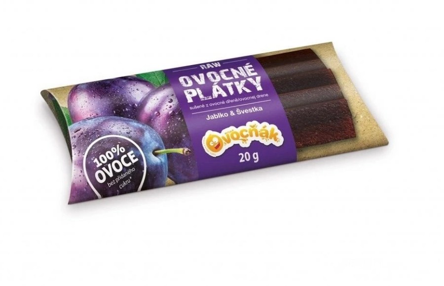 Plátky ovocné jablko - švestka Raw 20 g OVOCŃÁK - Delikatesy Čokolády, bonbony, sladkosti