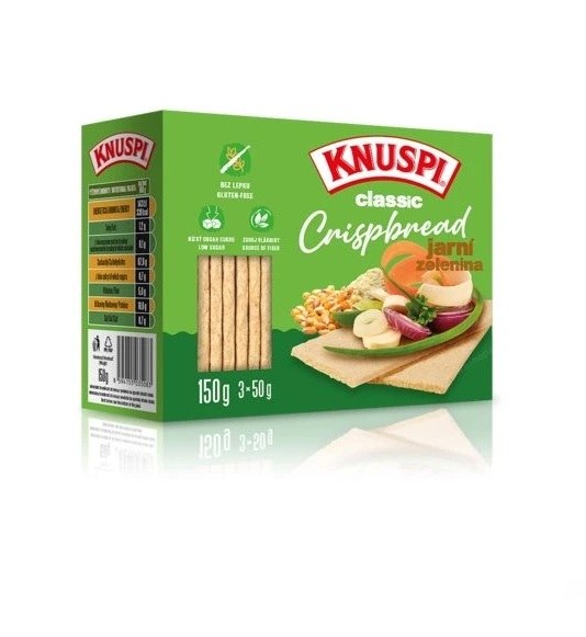 Plátek Crispbread s jarní zeleninou 150 g KNUSPI - Trvanlivé potraviny