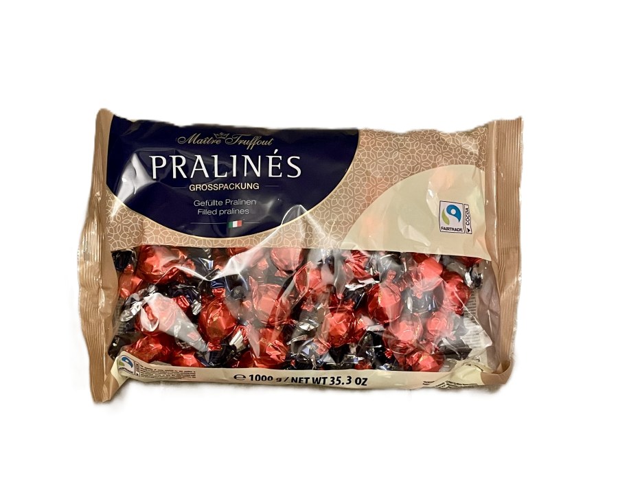Pralinky s lískooříškovou náplní 1 kg červeno / zlaté - Delikatesy Čokolády, bonbony, sladkosti