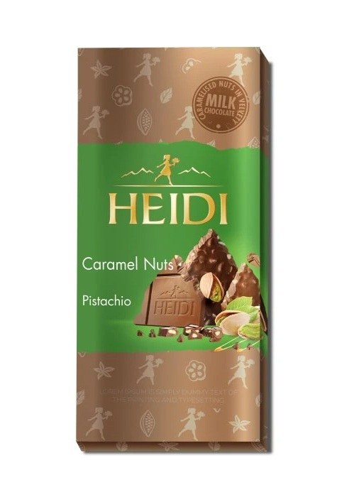 Čokoláda Caramel Nuts Pistácie 80 g HEIDI - Delikatesy Čokolády, bonbony, sladkosti