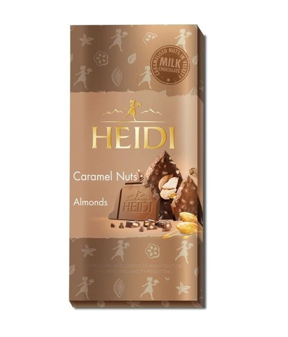 Čokoláda Caramel Nuts Mandle 80 g HEIDI - Delikatesy Čokolády, bonbony, sladkosti