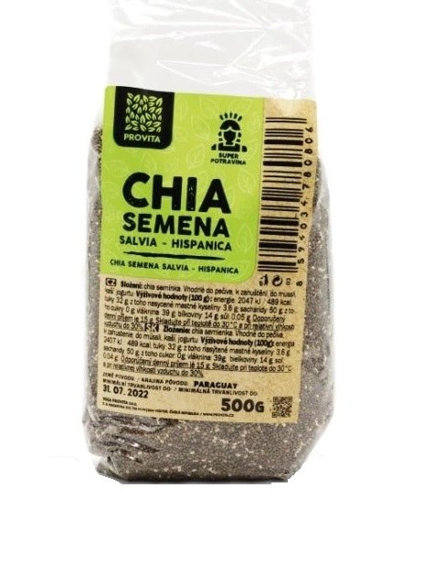 Semínka chia 500 g PROVITA - Trvanlivé potraviny