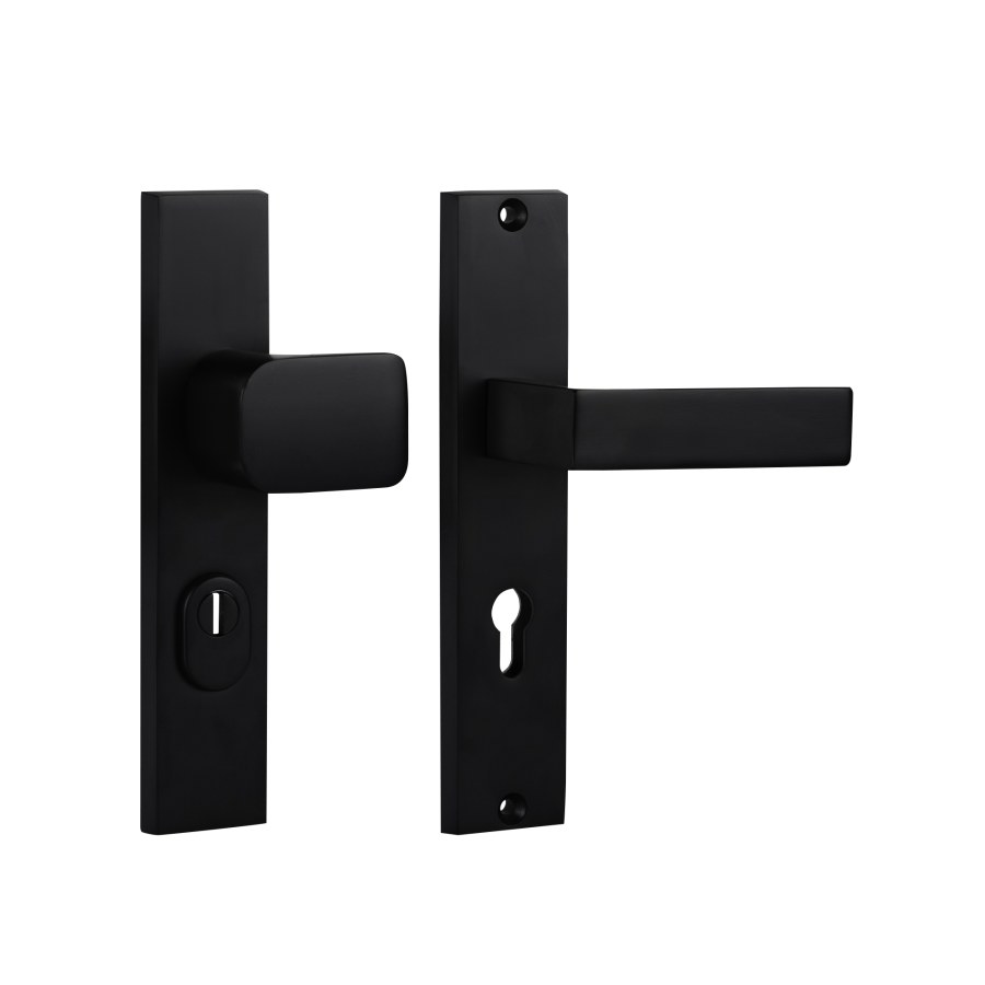 Kování ochranné C201 klika/madlo 90 mm vložka levá/pravá s překrytím černá - Kliky, okenní a dveřní kování, panty Kování dveřní Kování dveřní bezpečnostní, ochranné