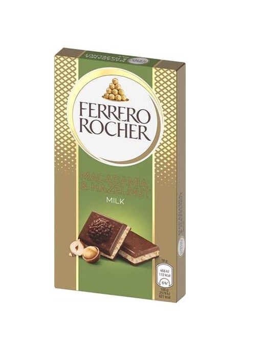 Čokoláda mléčná s lískovými ořechy a macadamiemi 90 g Ferrero Rocher Čokoláda mléčná s lískovými ořechy a macadamiemi 90 g Ferrero Rocher