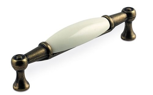 Úchytka kovová 1699-107 rozteč 96 mm, délka 107 mm, PF21 ZN48 staromosaz brinýr, porcelán - Vybavení pro dům a domácnost Kování nábytkové - úchyty, rukojeti