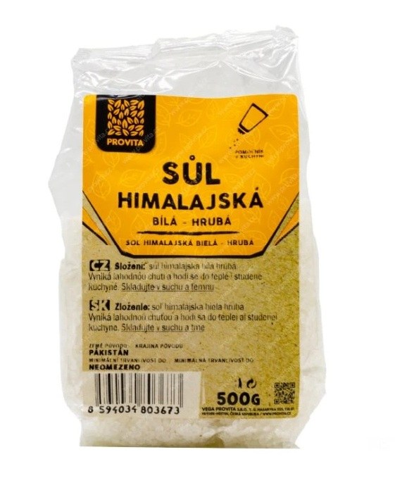 Sůl himalájská bílá hrubá 500 g PROVITA - Koření, dochucovadla, sladidla