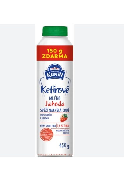 Mléko kefírové jahoda 300 g + 150 g zdarma KUNÍN Mléko kefírové jahoda 300 g + 150 g zdarma KUNÍN