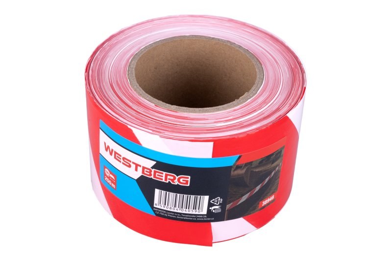 Páska varovací 80 mm x 250 m červeno-bílá WESTBERG - Vybavení pro dům a domácnost Pásky lepící, maskovací, izolační