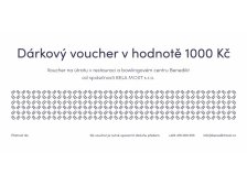 Dárkový voucher v hodnotě 1000 Kč do Restaurace s bowlingem Benedikt Most