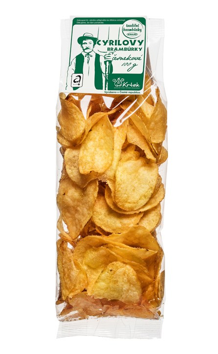 Brambůrky Cyrilovy česnekové 100 g Brambůrky Cyrilovy česnekové 100 g - Delikatesy Slané delikatesy