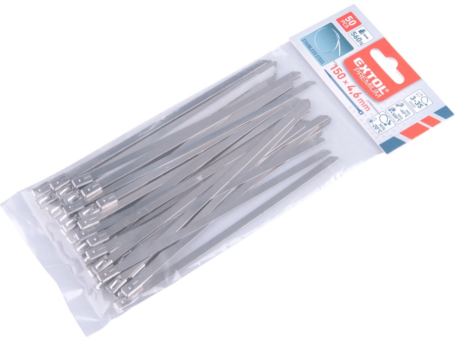 Pásky stahovací NEREZ, 150 x 4,6 mm, 50 ks EXTOL PREMIUM - Nářadí ruční a elektrické, měřidla Nářadí elektrikářské a příslušenství Příslušenství elektrikářské