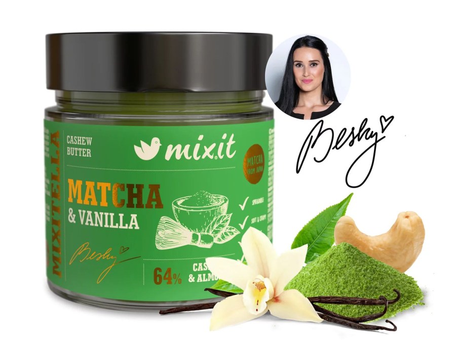 Krém z kešu a mandlí s japonským čajem matcha a pravou vanilkou od Besky 220 g MIXITELLA - Delikatesy Ostatní delikatesy