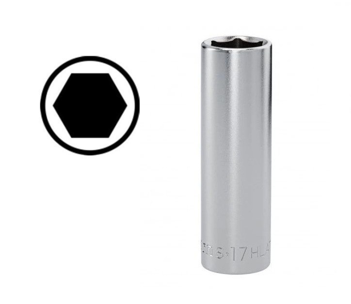 Hlavice prodloužená metrická 17 mm 1/2" 6hranná FACOM