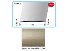 Profil přechodový 2700 x 80 x 5 x 3 mm bronz světlý jemně broušený, PF 465 U