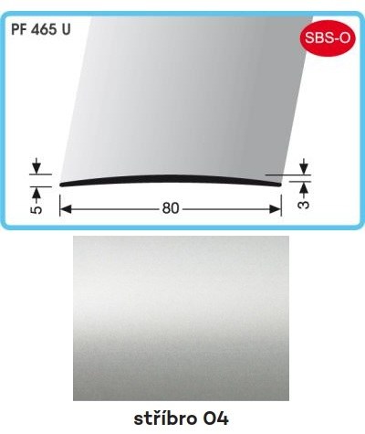 Profil přechodový 2700 x 80 x 5 x 3 mm stříbro, PF 465 U - Vybavení pro dům a domácnost Prahy, profily, madla, zábradlí a přísl. Profily