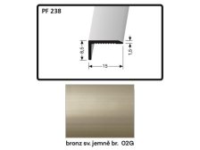 Profil schodový 2700 x 15 x 8,5 x 1,5 mm bronz světlý jemně broušený, PF 238 U