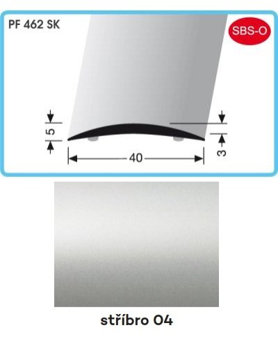 Profil přechodový samolepicí 2700 x 40 x 5 x 3 mm stříbro, PF 462 SK - Vybavení pro dům a domácnost Prahy, profily, madla, zábradlí a přísl. Profily