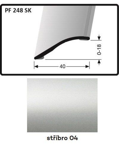 Profil srovnávací samolepicí 1000 x 40 x 1,5 mm stříbro, PF 248 SK - Vybavení pro dům a domácnost Prahy, profily, madla, zábradlí a přísl. Profily