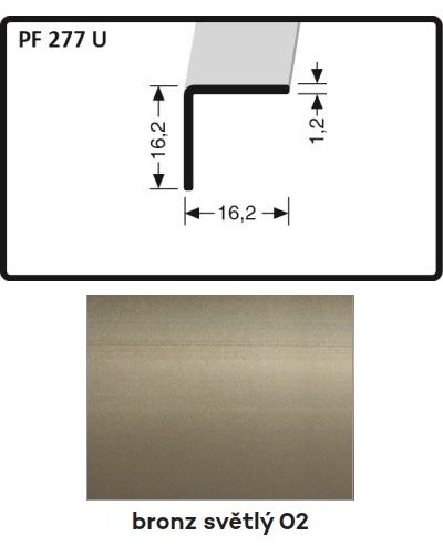 Profil schodový nevrtaný 2500x 16 x 16 x 1,2 mm bronz světlý jemně broušený, PF 277 U - Vybavení pro dům a domácnost Prahy, profily, madla, zábradlí a přísl. Profily