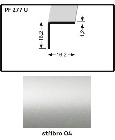 Profil schodový nevrtaný 2500 x 16 x 16 x 1,2 mm stříbro, PF 277 U - Vybavení pro dům a domácnost Prahy, profily, madla, zábradlí a přísl. Profily