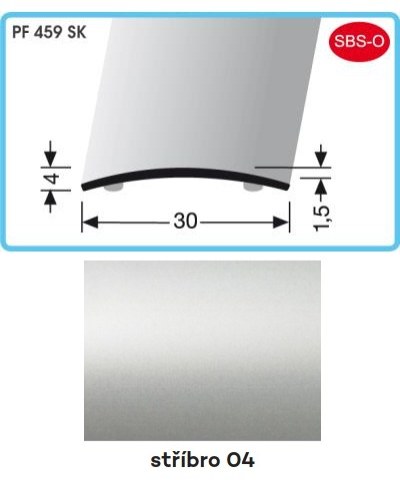 Profil přechodový samolepicí 900 x 30 x 4 x 1,5 mm stříbro, PF 459 SK - Vybavení pro dům a domácnost Prahy, profily, madla, zábradlí a přísl. Profily