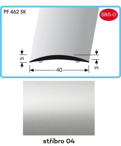 Profil přechodový samolepicí 900 x 40 x 5 x 3 mm stříbro, PF 462 SK Profil přechodový samolepicí 900 x 40 x 5 x 3 mm stříbro, PF 462 SK - Vybavení pro dům a domácnost Prahy, profily, madla, zábradlí a přísl. Profily