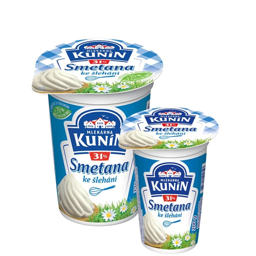 Smetana ke šlehání 31% 200 g + 15 g zdarma KUNÍN