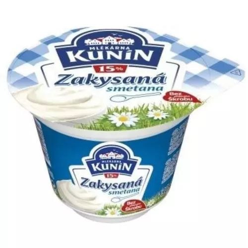 Smetana zakysaná 15% 190 g + 10 g zdarma KUNÍN