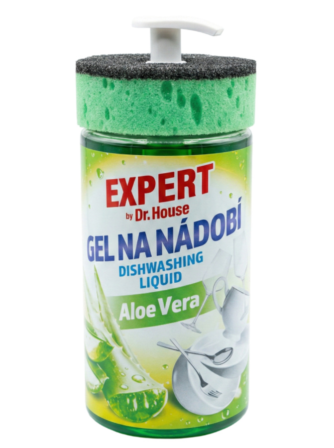 Gel na nádobí Aloe vera s houbičkou 750 ml EXPERT Dr. House - Vybavení pro dům a domácnost Mycí a kosmetické prostředky