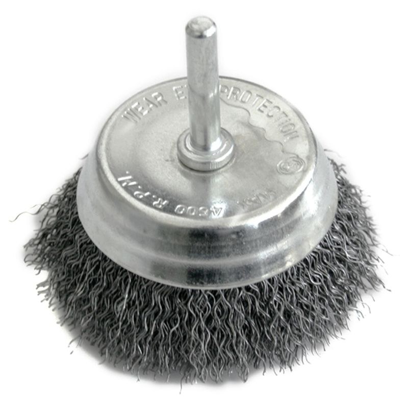 Kartáč hrncový, vlnitý 50 mm, se stopkou, drát 0.3 mm, CCB-509, Strend Pro - Brusivo, vrtáky, závitořezy, kartáče Kartáče drátěné