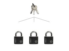 Zámek visací ocelový RV.APOLLO.35.CRN černý, sada 3 ks na společný uzávěr - SU