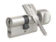Vložka bezpečnostní s knoflíkem FAB 4.02/BDKvNs 55+45K 5 klíčů kovový knoflík velký nikl satén TB4