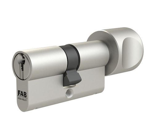 Vložka bezpečnostní s knoflíkem FAB 4.02/BDKvNs 55+45K 5 klíčů kovový knoflík velký nikl satén TB4