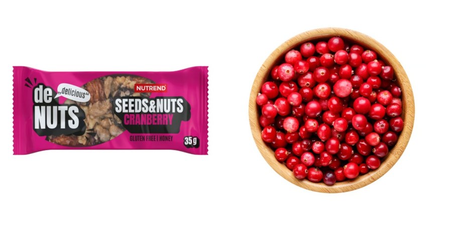 Tyčinka Denuts Seeds & Nuts brusinky 35 g - Doplňky stravy, proteinové výrobky