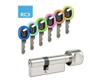 Vložka bezpečnostní s knoflíkem EURO SECURE ES.35/45K.nikl BT3 + rozlišovače