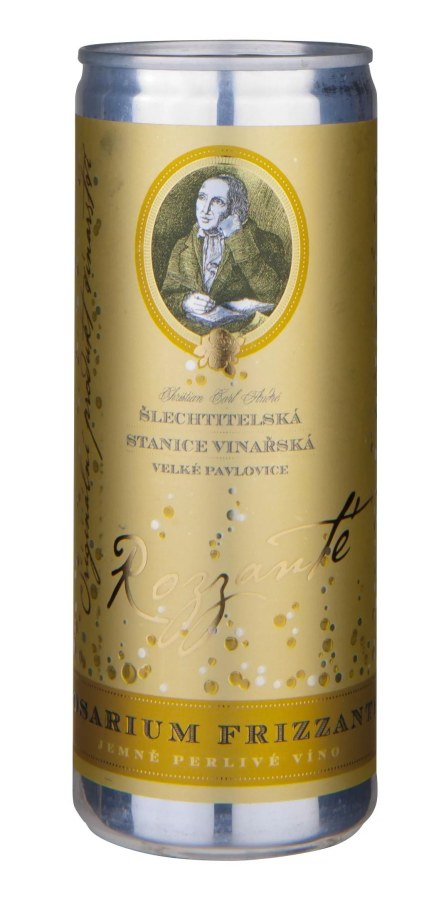 Víno Rozzanté MZV Muškát moravský, LA Perla, jemně perlivé, polosuché, 0,25 l alk. 11%, plech