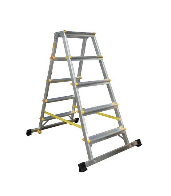 Schůdky oboustranné, 925, 5 stupínkové štafle, 109 cm, nosn. 150 kg, bez držadla, stabiliz. EUROSTYL - Žebříky, manipul.technika, kolečka Schůdky Schůdky hliníkové