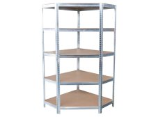 Regál Racks RAT80, rohový, 1800 x 900 x 400 mm, max. 150 kg, 5 polic z MDF, kovový,