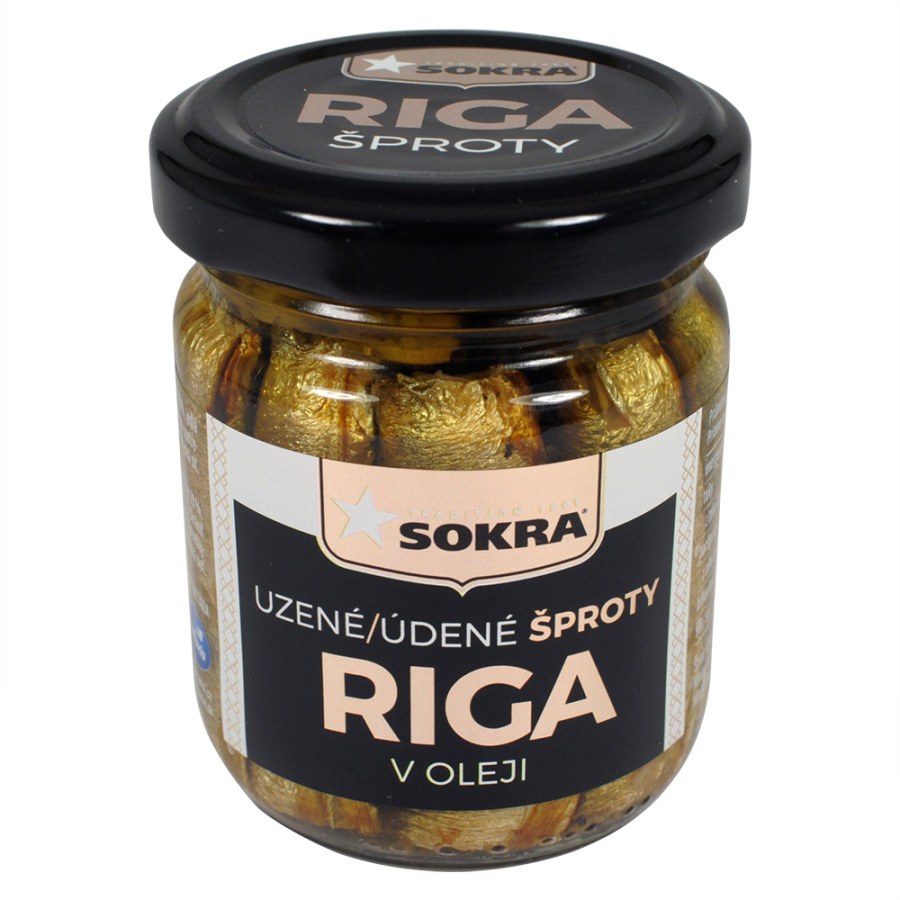 Šproty uzené v rostlinném oleji 100 g ve skle SOKRA Šproty uzené v rostlinném oleji 100 g ve skle SOKRA - Trvanlivé potraviny